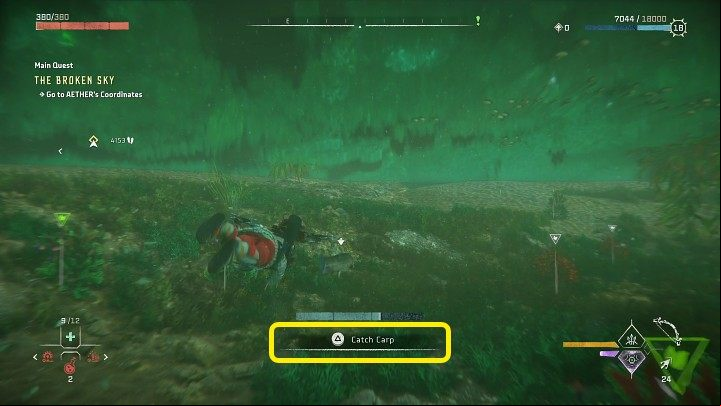 Then dive in and swim after your prey using acceleration (R3) - Horizon Forbidden West: How to fish? - Exploration - Horizon Forbidden West Guide