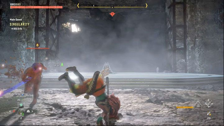 For most of the duel Erik will try to fight you in melee, constantly chasing you - Horizon Forbidden West: Singularity - walkthrough, ending - Main Storyline - Horizon Forbidden West Guide