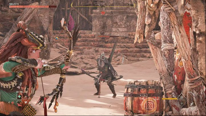 Your main objective should be to destroy Regalla's headgear from a distance - Horizon Forbidden West: Regalla - The Wings of the Ten boss fight, how to deafeat? - Bosses - Horizon Forbidden West Guide