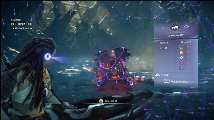 At first, Widemaw will appear in the room by itself - Horizon Forbidden West: Cauldron Mu (Cinnabar Sands) - location, walkthrough - Cinnabar Sands - Horizon Forbidden West Guide