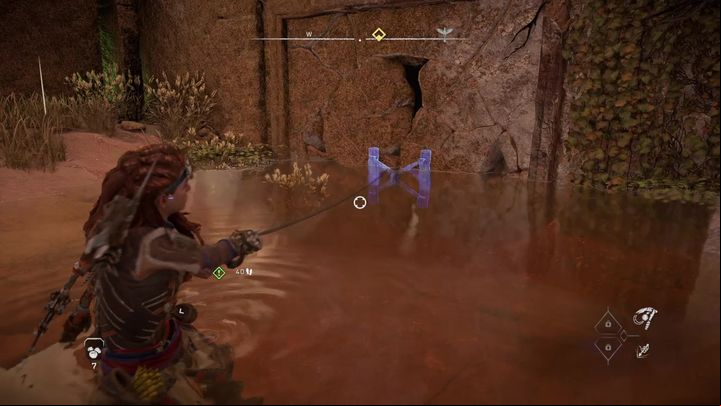 Go inside and jump off the ledge - on one of the walls, you will find a hook for the Pullcaster - Horizon Forbidden West: Emergency Pit Stop - how to get? - Ornaments - Horizon Forbidden West Guide