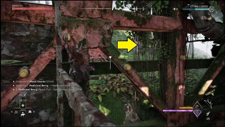 Move to the right along the yellow elements - Horizon Forbidden West: The Bill - how to get it? - Ornaments - Horizon Forbidden West Guide