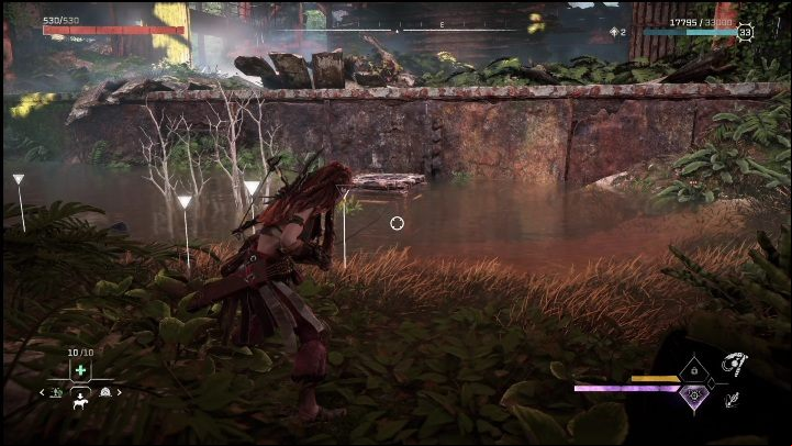 Next, you'll have to to knock the crate down into the water and then pull it to shore using the pullcaster - Horizon Forbidden West: The Bill - how to get it? - Ornaments - Horizon Forbidden West Guide
