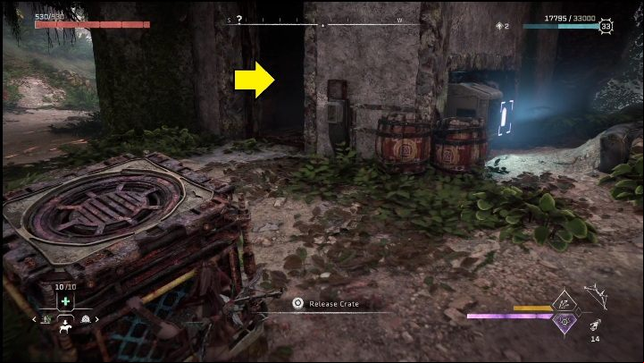 Then push the crate into the elevator - Horizon Forbidden West: The Bill - how to get it? - Ornaments - Horizon Forbidden West Guide