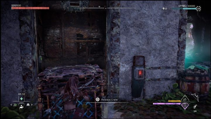 Next, you have to push the crate into the elevator - Horizon Forbidden West: The Bill - how to get it? - Ornaments - Horizon Forbidden West Guide