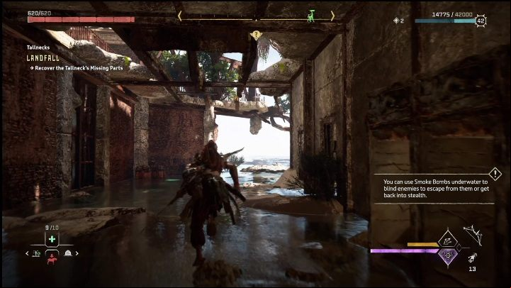 Afterwards, jump into the water and swim to the next ruins - Horizon Forbidden West: Tallneck (Landfall) - location - Landfall - Horizon Forbidden West Guide