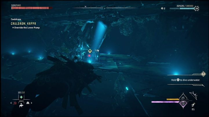 Then dive in and find another mechanism that affects the water level - Horizon Forbidden West: Cauldron KAPPA (The Stand of the Sentinels) - location, walkthrough - The Stand of the Sentinels - Horizon Forbidden West Guide