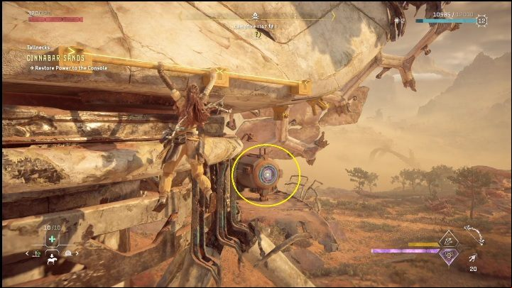 Go down the ladder, then head right - Horizon Forbidden West: Tallneck (Cinnabar Sands) - location - Cinnabar Sands - Horizon Forbidden West Guide
