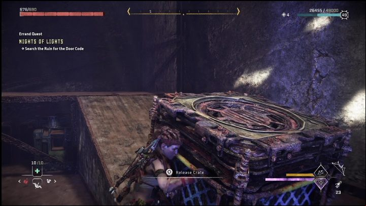 Push the crate onto the wooden platform - Horizon Forbidden West: Gizmo - how to get it? - Ornaments - Horizon Forbidden West Guide
