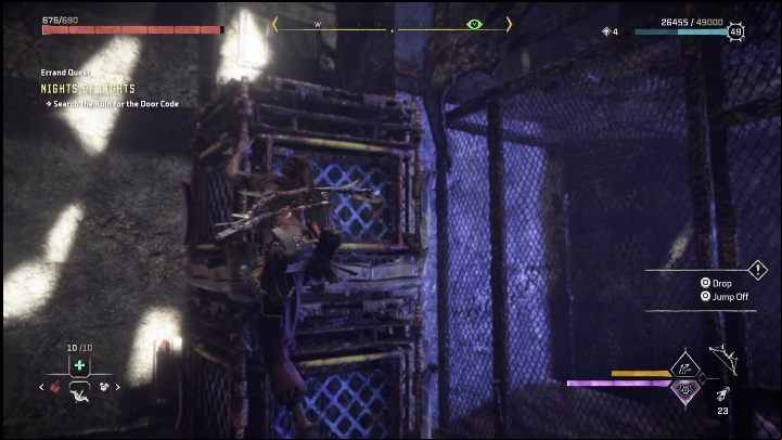 Push the two crates against the wall with a metal grate - Horizon Forbidden West: Gizmo - how to get it? - Ornaments - Horizon Forbidden West Guide