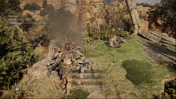 Once you finally reach the top, talk to Savohar by the campfire - Horizon Forbidden West: The Twilight Path - walkthrough - Side quests - Horizon Forbidden West Guide