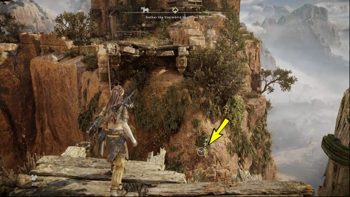 Jump off the bridge and press X to grab the object marked on the screen - Horizon Forbidden West: The Twilight Path - walkthrough - Side quests - Horizon Forbidden West Guide