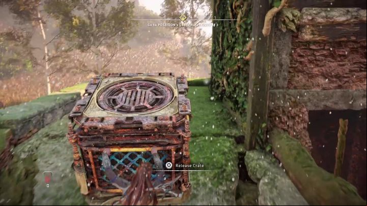 Use the hole to pull up the top crate and move it towards the tower wall - Horizon Forbidden West: A Church? Really? - how to get? - Ornaments - Horizon Forbidden West Guide