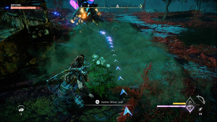 Head to the Plowhorns habitat and hide in the tall grass - Horizon Forbidden West: Greenswell - list of all contracts - Salvage Contracts - Horizon Forbidden West Guide