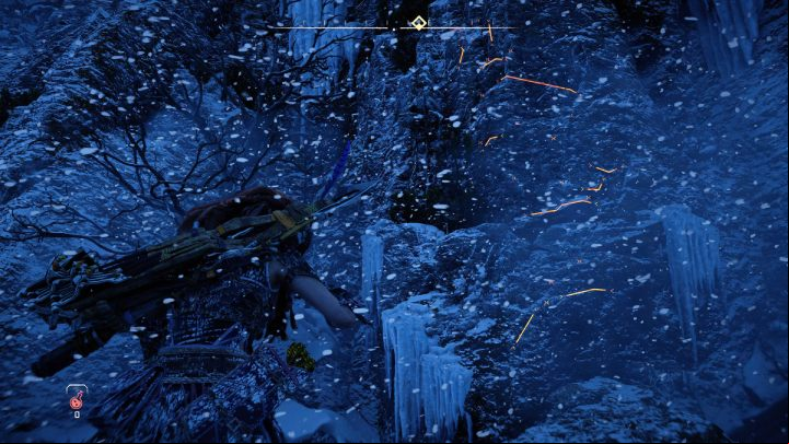 Walk up to the rock wall and scan your surroundings - Horizon Forbidden West: A Soldiers March - walkthrough - Side quests - Horizon Forbidden West Guide