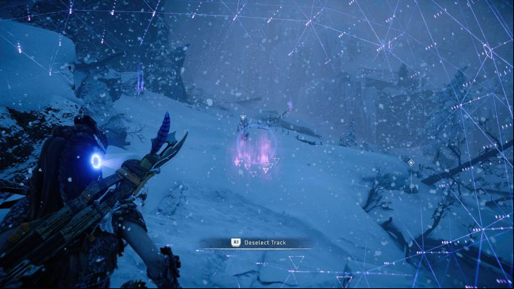 Turn on focus mode and highlight the tracks you found - Horizon Forbidden West: A Soldiers March - walkthrough - Side quests - Horizon Forbidden West Guide