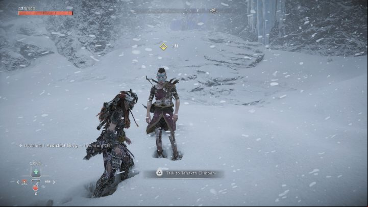 After winning the fight, talk to Penttoh, Jekkaha's brother - Horizon Forbidden West: A Soldiers March - walkthrough - Side quests - Horizon Forbidden West Guide