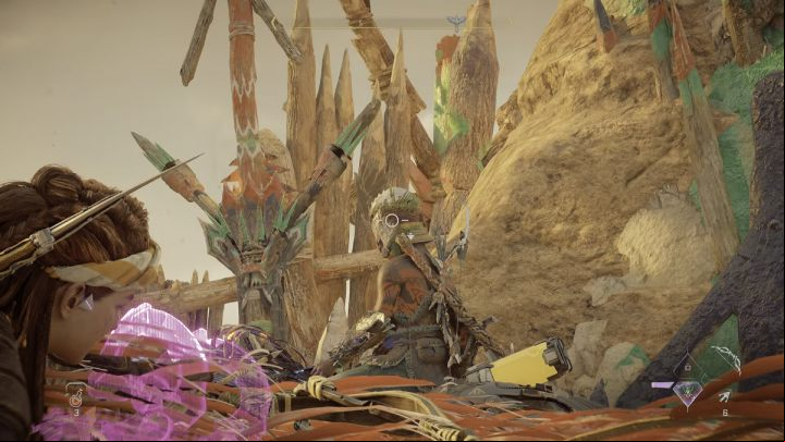 Scan the entire area thoroughly and first eliminate the machine-riding rebel, who patrols the entrance to the camp - Horizon Forbidden West: The Bristlebacks - walkthrough - Side quests - Horizon Forbidden West Guide
