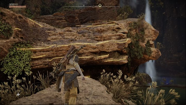 Scan the area and jump to a rock hanging over the water - Horizon Forbidden West: Signals of the Sun - walkthrough - Errands - Horizon Forbidden West Guide