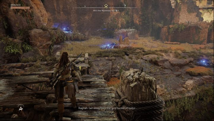 Standing at the end of the bridge you can easily shoot down all the machines - Horizon Forbidden West: Signals of the Sun - walkthrough - Errands - Horizon Forbidden West Guide