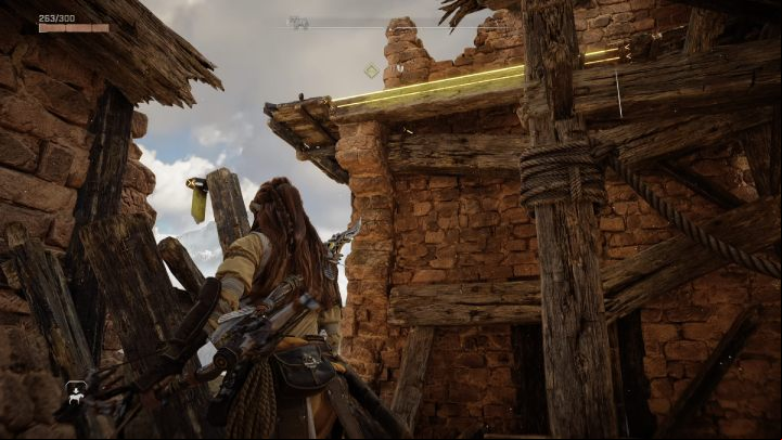 Scan the area and jump onto the handle on the left, then jump onto the beam - Horizon Forbidden West: Signals of the Sun - walkthrough - Errands - Horizon Forbidden West Guide