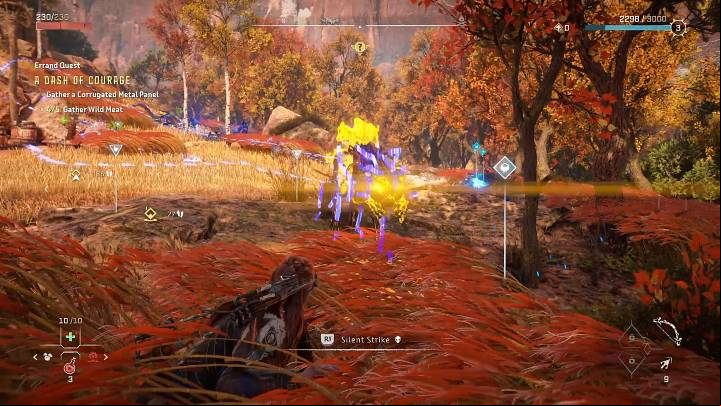 Silent Strikes can also be performed if you wait in tall grass for the enemy to come closer to you - Horizon Forbidden West: Combat and stealth - Basics - Horizon Forbidden West Guide