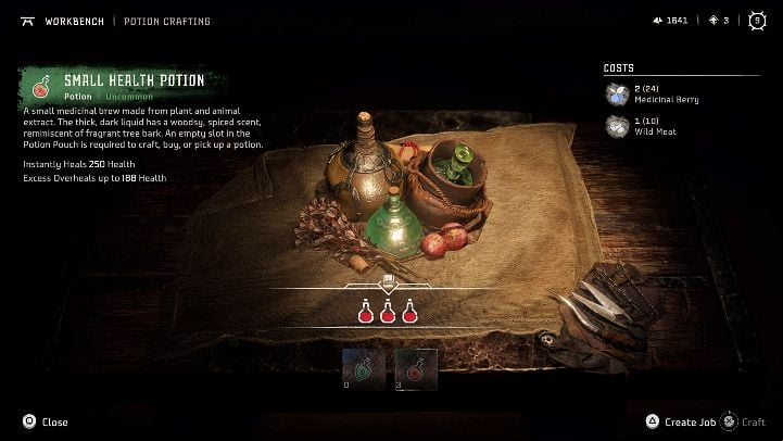 To obtain health potions in Horizon Forbidden West you can find them, buy them from traders or craft them yourself using workbenches - Horizon Forbidden West: How to heal? - Character and statistics - Horizon Forbidden West Guide