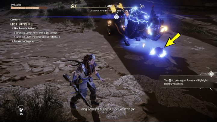 Head to the nearest Charger site and mount one of the machines - Horizon Forbidden West: Stillsands - list of all contracts - Salvage Contracts - Horizon Forbidden West Guide