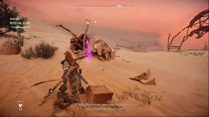 Head to the designated spot near Camp Nowhere - Horizon Forbidden West: Stillsands - list of all contracts - Salvage Contracts - Horizon Forbidden West Guide