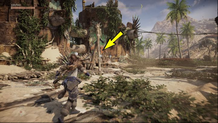 Approach the post near the two crates by the camp entrance - Horizon Forbidden West: Blood for Blood - walkthrough - Side quests - Horizon Forbidden West Guide