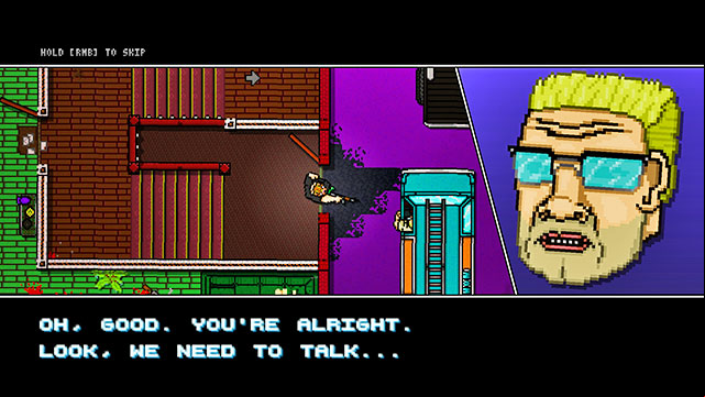 In the next scene, you have to wait until the blonde guy leaves the room - Bonus Scene - The Abyss - Hotline Miami 2: Wrong Number - Game Guide and Walkthrough