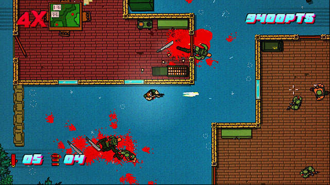 The last enemy waits hidden behind sandbags - Scene 9 - Ambush - Act 3 - Climax - Hotline Miami 2: Wrong Number - Game Guide and Walkthrough