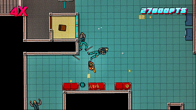 Attract the attention of the next enemies above - Scene 13 - Subway - Act 4 - Falling - Hotline Miami 2: Wrong Number - Game Guide and Walkthrough
