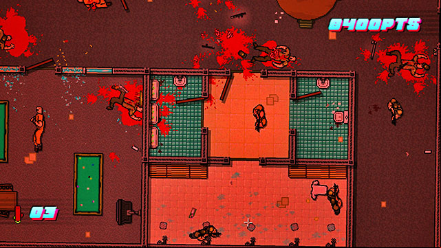 Right after you enter the map, go to the first room above - Scene 20 - Release - Act 5 - Intermission - Hotline Miami 2: Wrong Number - Game Guide and Walkthrough