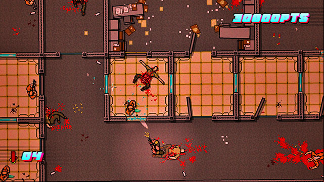 In the corridor that goes up, you find another quick prisoner so, be prepared to throw your weapon at him - Scene 20 - Release - Act 5 - Intermission - Hotline Miami 2: Wrong Number - Game Guide and Walkthrough