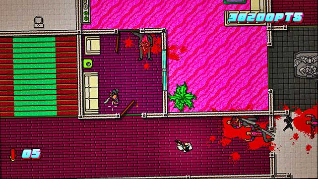 Go up, watch out for the remaining opponents - Scene 24 - Take Over - Act 6 - Catastrophe - Hotline Miami 2: Wrong Number - Game Guide and Walkthrough