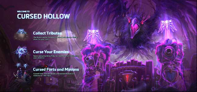 This battleground is ruled by the Raven Lord who s the team that collects tributes he spawns - Cursed Hollow - Types of battlegrounds - Heroes of the Storm - Game Guide and Walkthrough