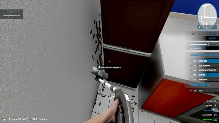 You may need to move the fridge or other pieces of furniture to catch all cockroaches and complete this stage. - Nick Flow order in House Flipper - Walkthrough - House Flipper Game Guide