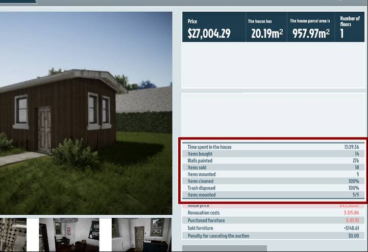 If you think that your work is done, return to your office by using the menu (an auto-save feature will activate once you do so) - General information about investments in House Flipper Game - Free mode - House Flipper Game Guide