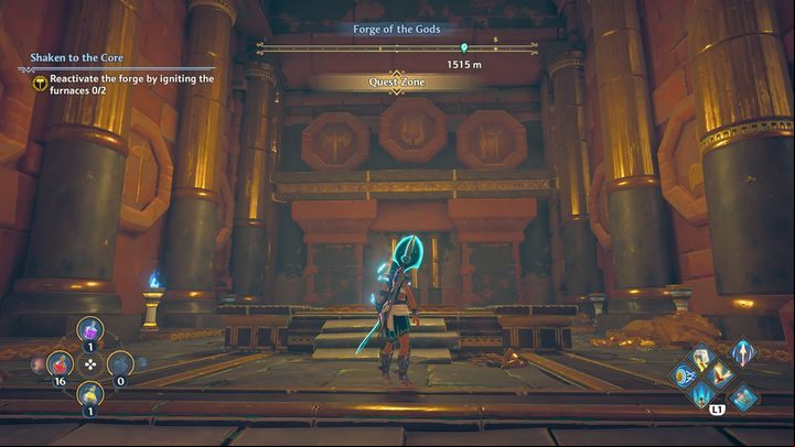 Once you're there, look up - Immortals Fenyx Rising: Shaken to the Core - walkthrough - The tasks of Hephaestus - Immortals Fenyx Rising Guide