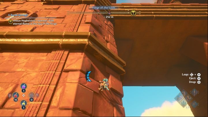 To do this, start climbing the walls to reach the highest level - Immortals Fenyx Rising: A Breakthrough - walkthrough - Hephaestus quests - Immortals Fenyx Rising Guide