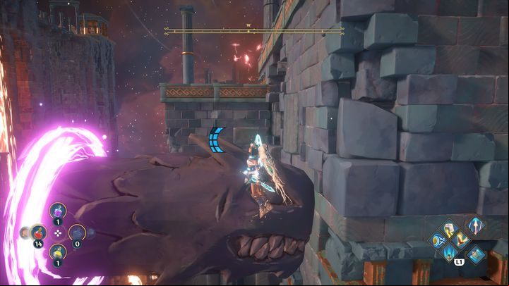 In the next area, first shoot at the target on the signpost, so that a gust of wind can take you further - Immortals Fenyx Rising: Dark Arts - walkthrough - Hephaestus quests - Immortals Fenyx Rising Guide