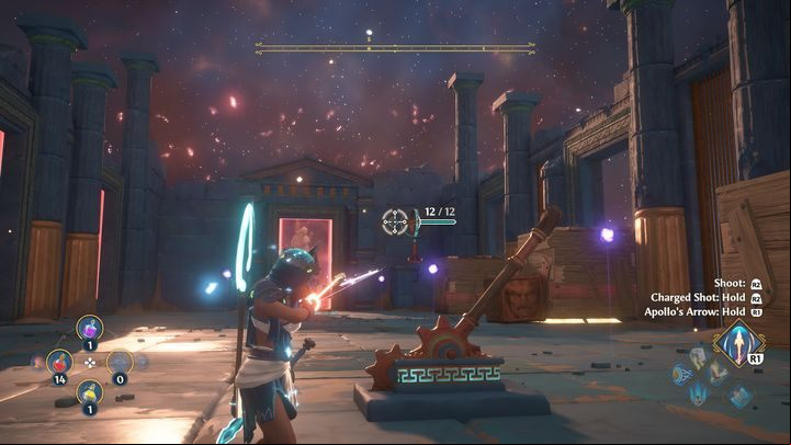 To begin, click the button, and then use the lever - Immortals Fenyx Rising: Dark Arts - walkthrough - Hephaestus quests - Immortals Fenyx Rising Guide