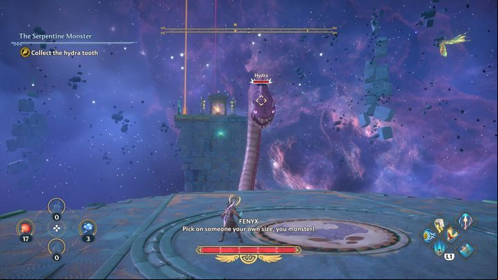 The head has a very small amount of HP and stamina, but it's hard to hit - Immortals Fenyx Rising: boss encounter - Hydra - how to defeat? - Bosses - Immortals Fenyx Rising Guide
