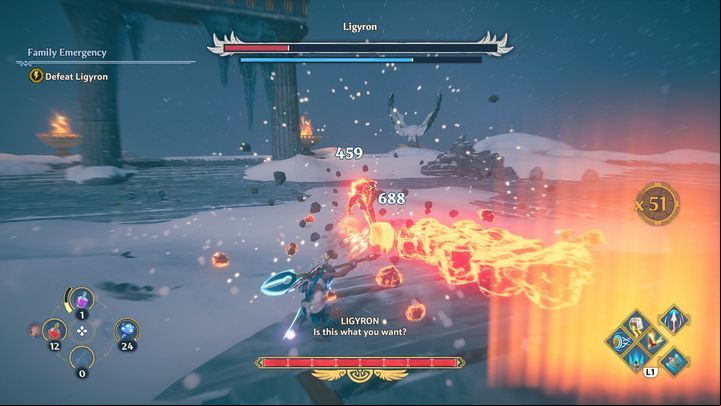 Ligyron also uses a linear attack similar to your character's ability, Hephaistos's Hammer - Immortals Fenyx Rising: Ligyron - how to defeat the boss? - Bosses - Immortals Fenyx Rising Guide