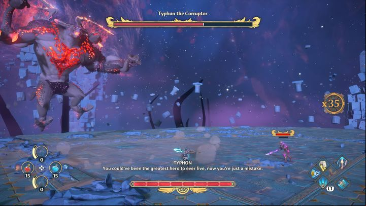 Typhon can also fly into the air, creating gusts of wind as he moves backwards - Immortals Fenyx Rising: Typhon the Corruptor - how to defeat the boss? - Bosses - Immortals Fenyx Rising Guide