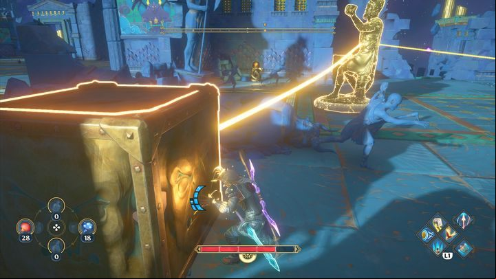 You have to push all the blocks connected to the sculpture so the sculpture will move to the designated place - Immortals Fenyx Rising: Judgment Day - walkthrough - Athenas quests - Immortals Fenyx Rising Guide