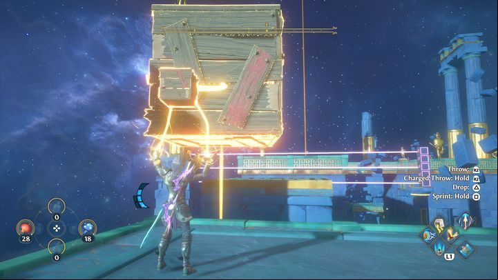 The next obstacle is lasers that move vertically - Immortals Fenyx Rising: Judgment Day - walkthrough - Athenas quests - Immortals Fenyx Rising Guide