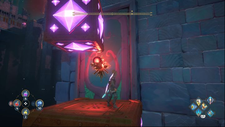 A little further, you will spot several such cubes hovering in the air - Immortals Fenyx Rising: Jaws Of War - walkthrough - Ares quests - Immortals Fenyx Rising Guide