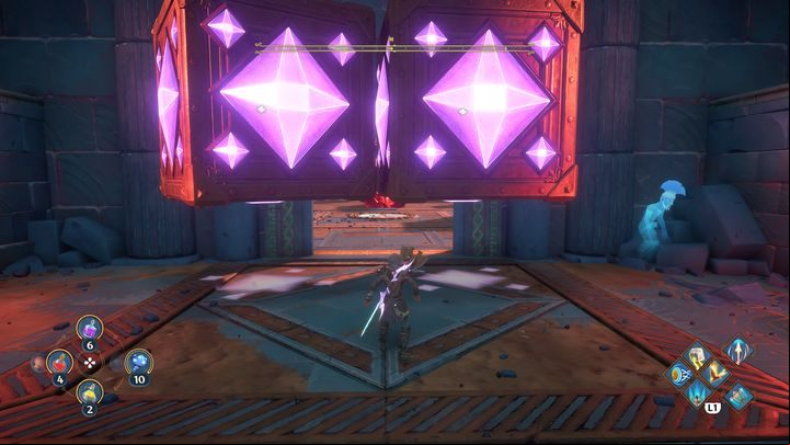 In the last stage before the checkpoint, two cubes will be blocking the way - Immortals Fenyx Rising: Jaws Of War - walkthrough - Ares quests - Immortals Fenyx Rising Guide
